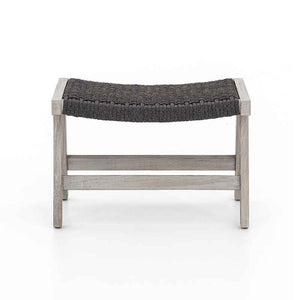 Delano Ottoman dark grey rope and weathered teak from Four Hands front view