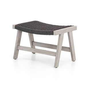 Delano Ottoman dark grey rope and weathered teak from Four Hands