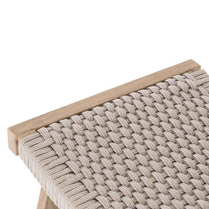Delano Ottoman light grey rope and washed teak from Four Hands edge detail