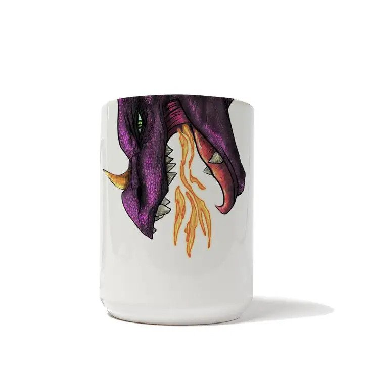 Dragon Snout Mug has a whimiscal fire-breathing dragon snout when you hold it to your face. 15 ounce size