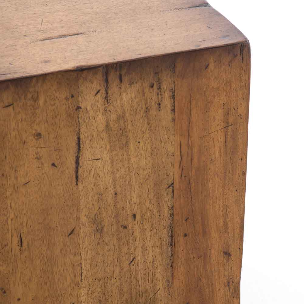 Duncan End Table Reclaimed Fruitwood Four Hands side surface edge