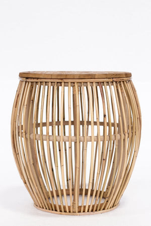 Edgewater Side Table with rattan poles in tubular shape