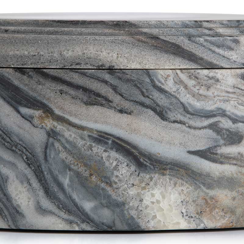 Emundo Marble Box in black dune marble from Four Hands edge detail