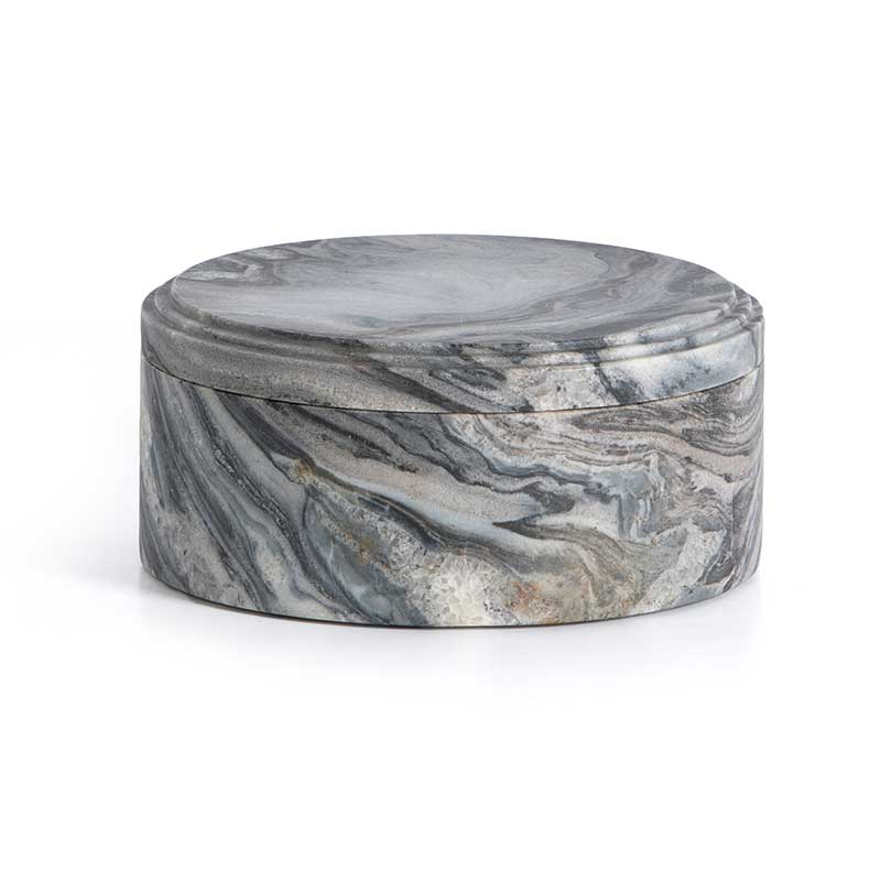 Emundo Marble Box in black dune marble from Four Hands