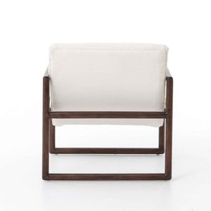Fitz Chair in chalk colored fabric and Parawood frame from Four Hands back view