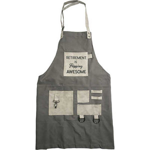 Retirement is Flipping Awesome grillng apron flat-lay view