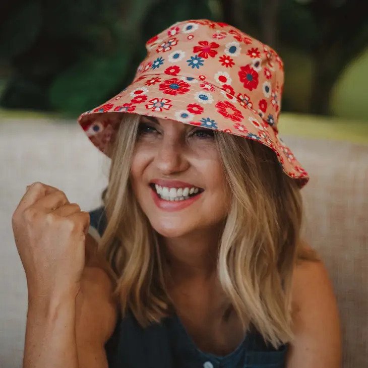 Flower Power Bucket Hat for Women is multicolored and 100% cotton