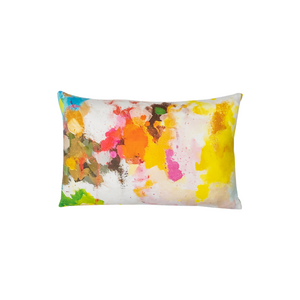 Flower Child linen pillow in vivid colors from Laura Park Designs. Lumbar throw pillow