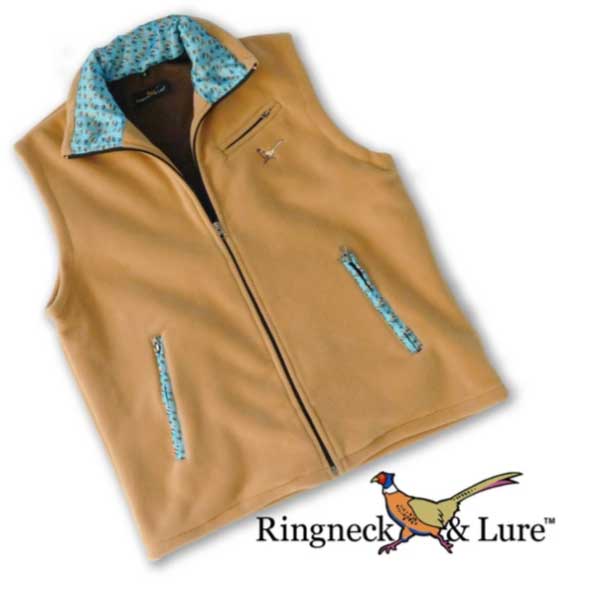 Fly Lures Cerulean Blue Camel Fleece Vest Ringneck & Lure