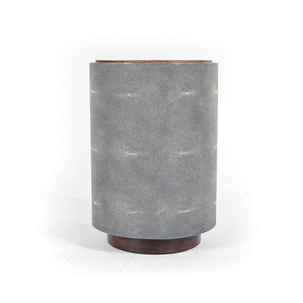 Crosby Side Table side view peroba and faux shagreen Four Hands
