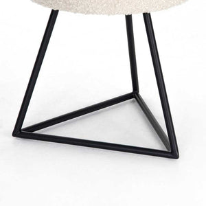 Frankie Accent Stool with iron base and round fabric seat from Four Hands Furniture base view