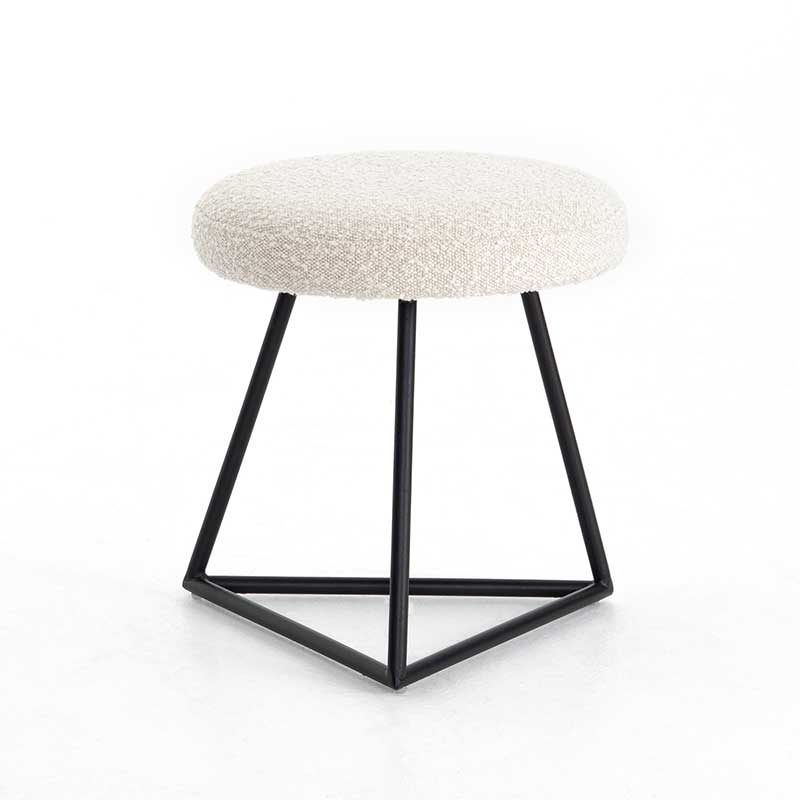 Frankie Accent Stool with iron base and round fabric seat from Four Hands Furniture