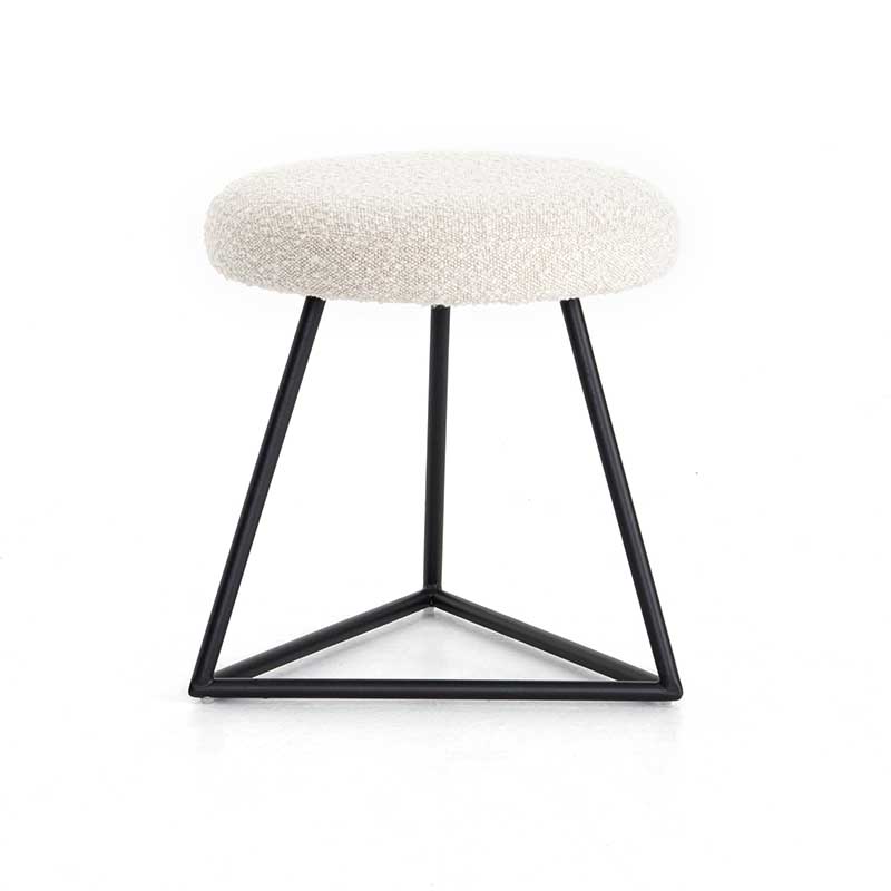 Frankie Accent Stool with iron base and round fabric seat from Four Hands Furniture side view