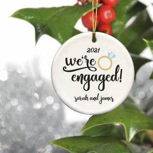 Couple's Ceramic Christmas Ornaments - engaged