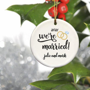 Couple's Ceramic Christmas Ornaments - married
