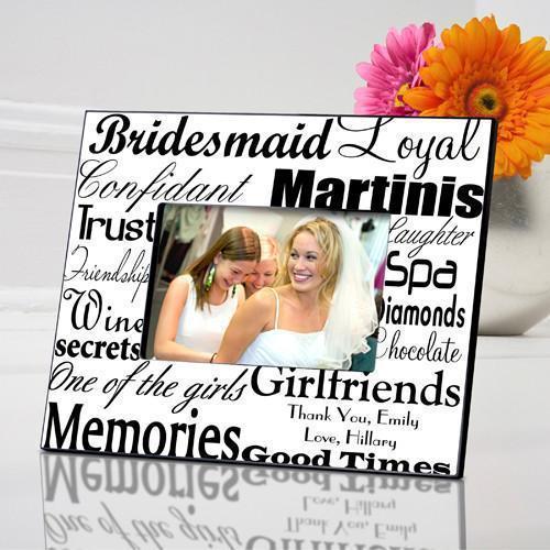 Personalized Bridesmaid Picture Frame black & white design