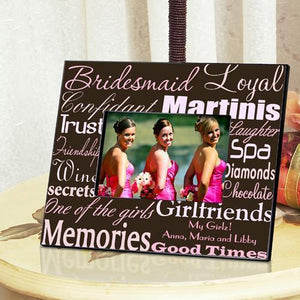Personalized Bridesmaid Picture Frame pink & brown design