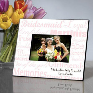 Personalized Bridesmaid Picture Frame pink & white design