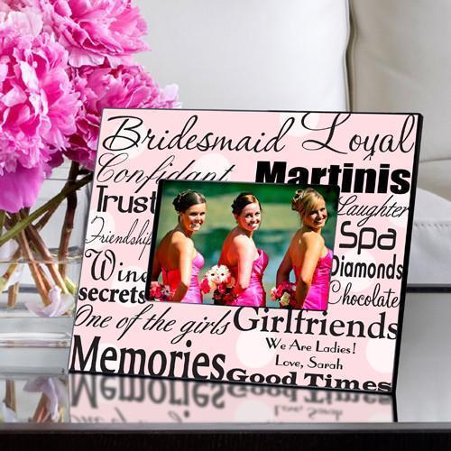 Personalized Bridesmaid Picture Frame pink dots design