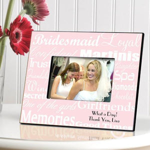 Personalized Bridesmaid Picture Frame white & pink design