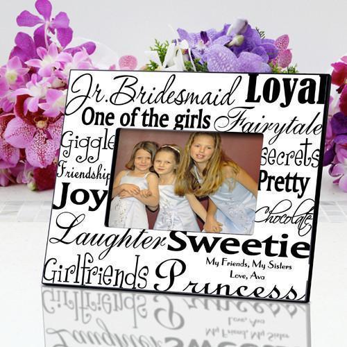 Personalized Junior Bridesmaid Picture Frame green dots design