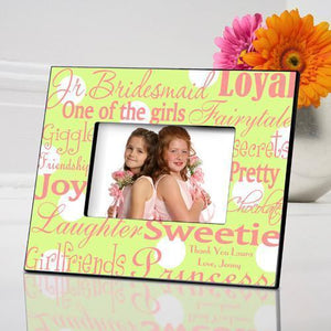 Personalized Junior Bridesmaid Picture Frame green dots design