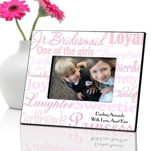 Personalized Junior Bridesmaid Picture Frame shade of pink design