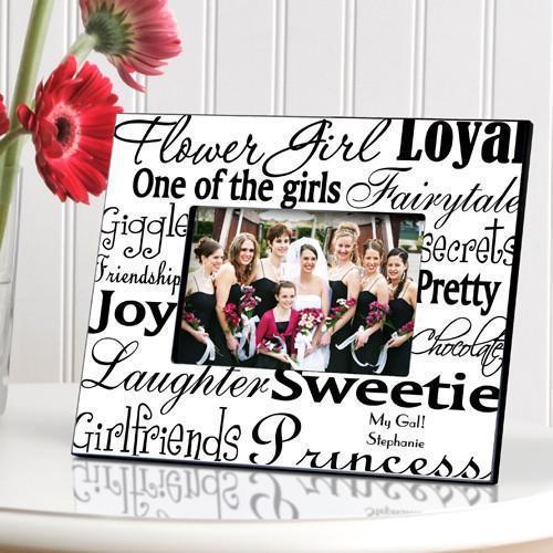 Personalized Flower Girl Picture Frame black & white design