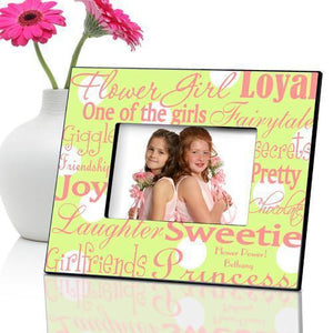 Personalized Flower Girl Picture Frame green dots design