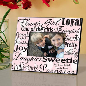 Personalized Flower Girl Picture Frame pink dots design