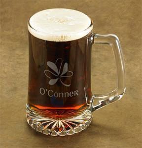 Shmarock beer mug with personalized etched name and shamrock