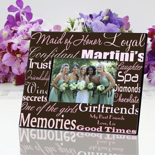 Personalized Maid of Honor Picture Frame black & white design