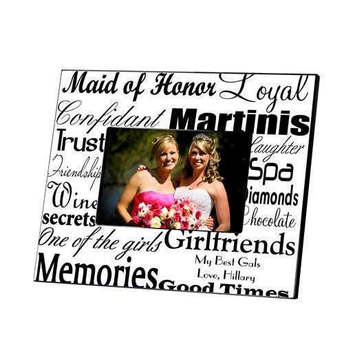 Personalized Maid of Honor Picture Frame black &amp; white design