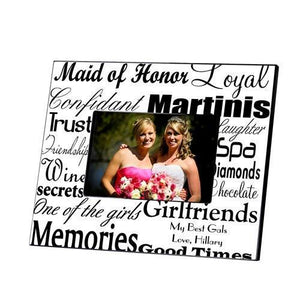 Personalized Maid of Honor Picture Frame black & white design