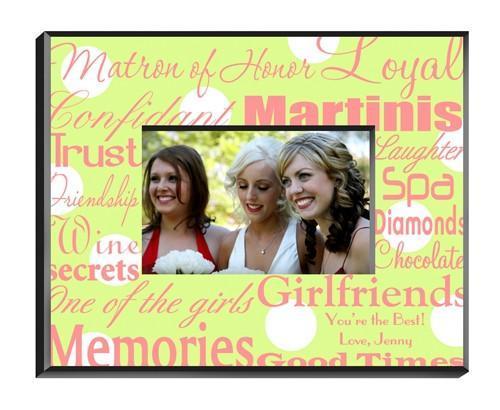 Personalized Matron of Honor Picture Frame green dots design
