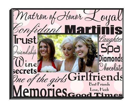Personalized Matron of Honor Picture Frame pink dots design