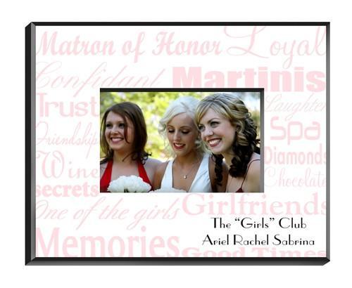 Personalized Matron of Honor Picture Frame pink & white design