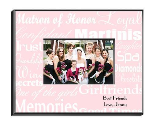 Personalized Matron of Honor Picture Frame white & pink design