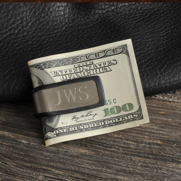Stainless Steel Money Clip with up to 2 lines of personalization for Dad