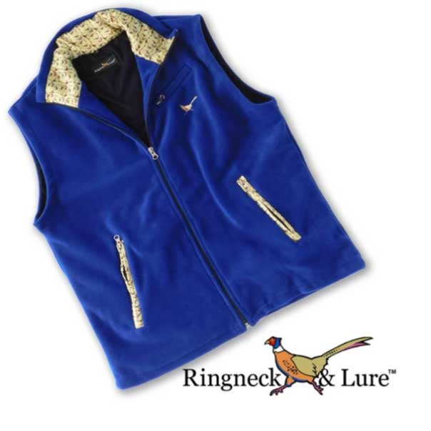Gamebirds Olive Royal Blue Fleece Vest Ringneck & Lure