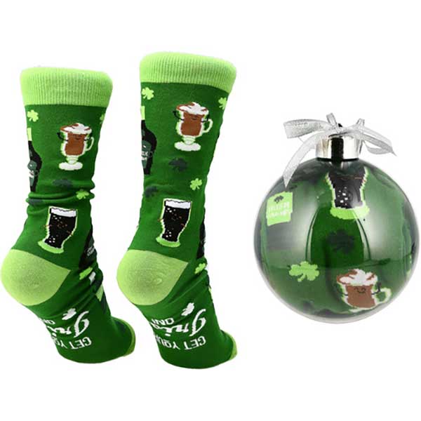 Get Your Irish On Christmas socks and ornament back view