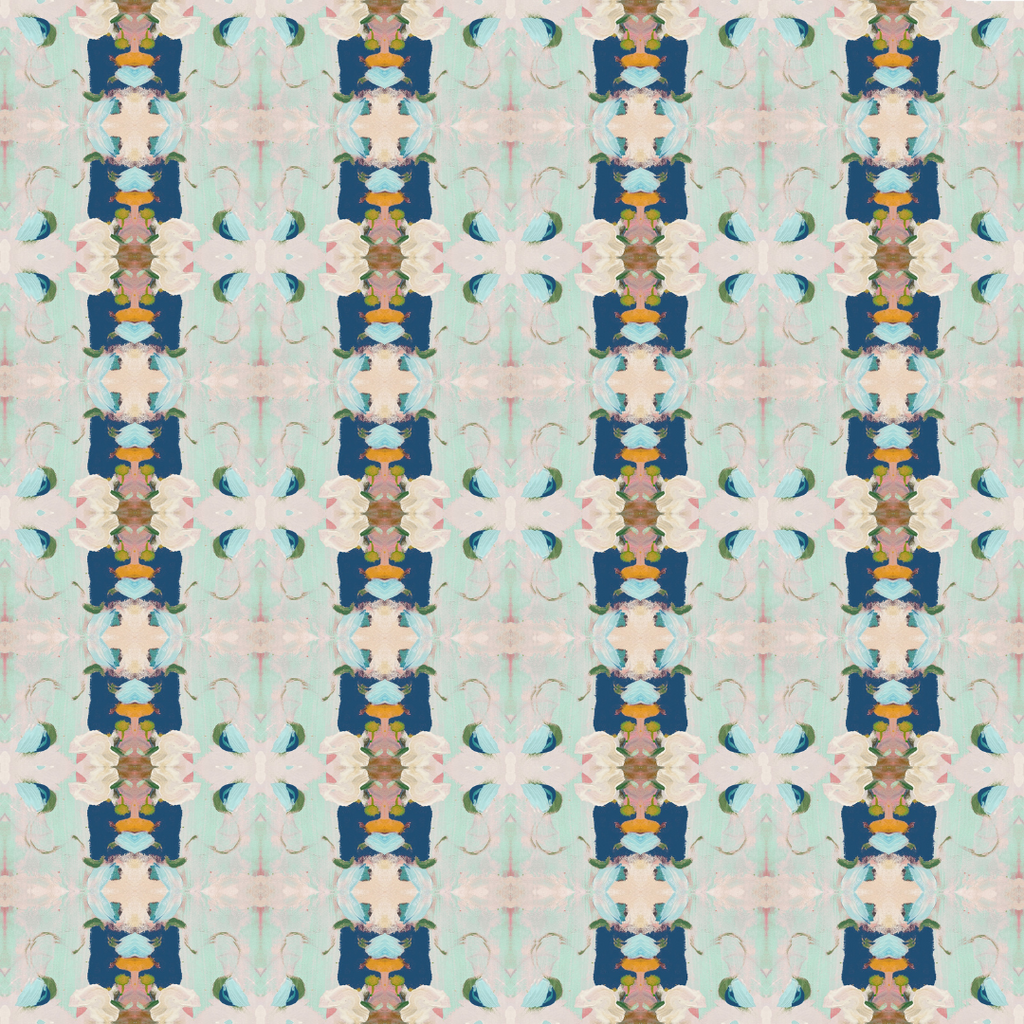 Monet's Garden Navy Duvet Cover reverse side