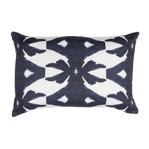 Palm Navy Linen Throw Pillow 14" x 20" lumbar