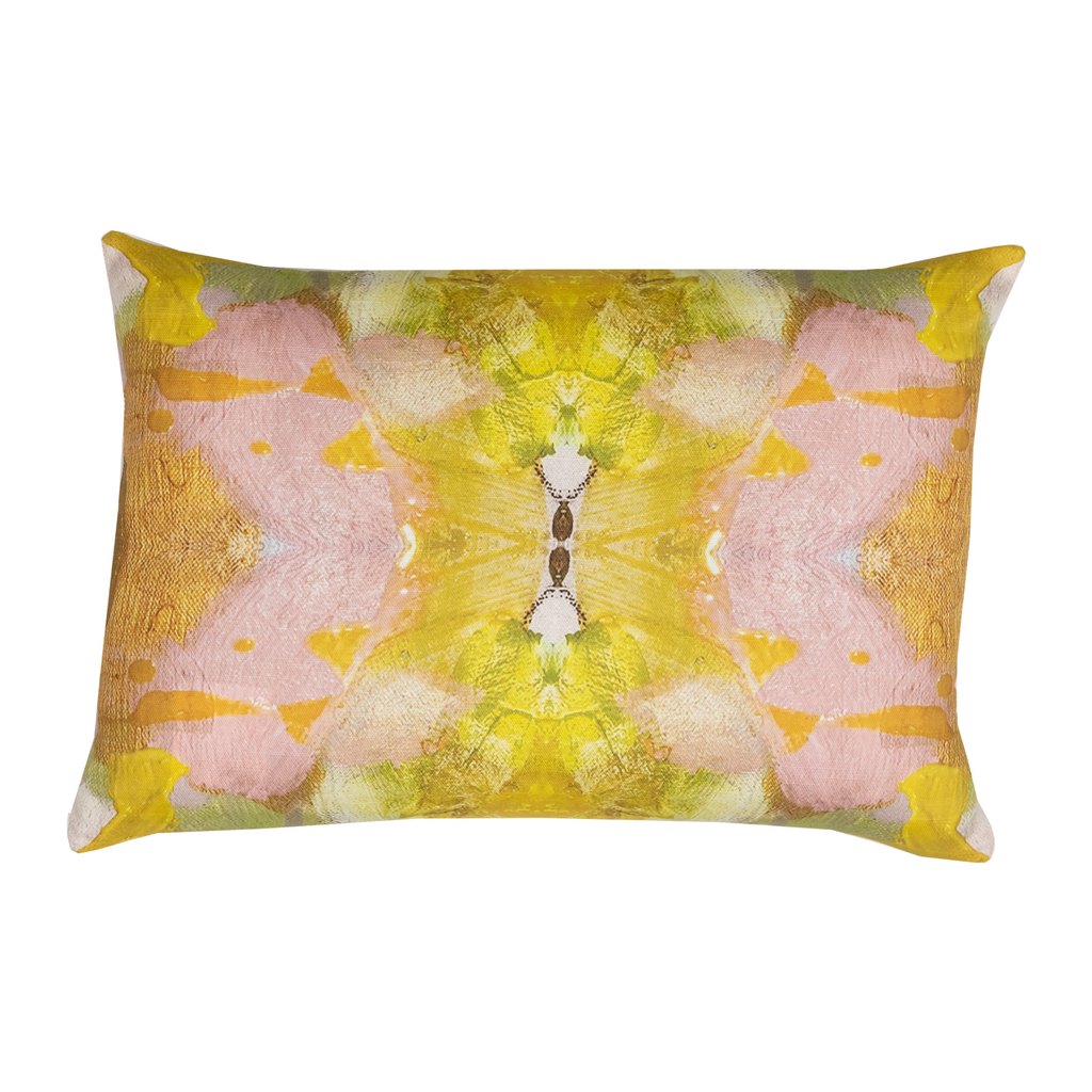 Jardin Yellow Linen Pillow 14" x 20" lumbar