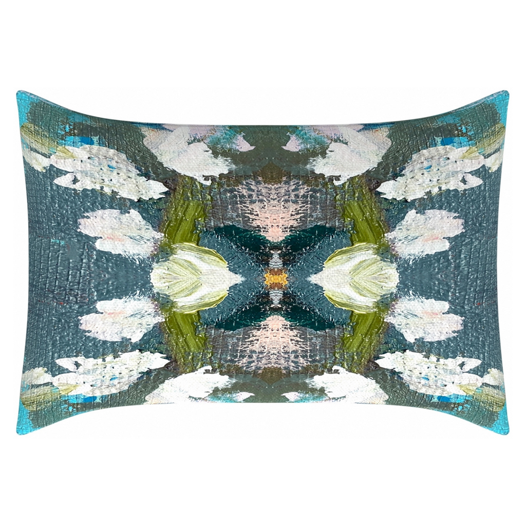 Peacock Blue Linen Cotton Pillow lumbar