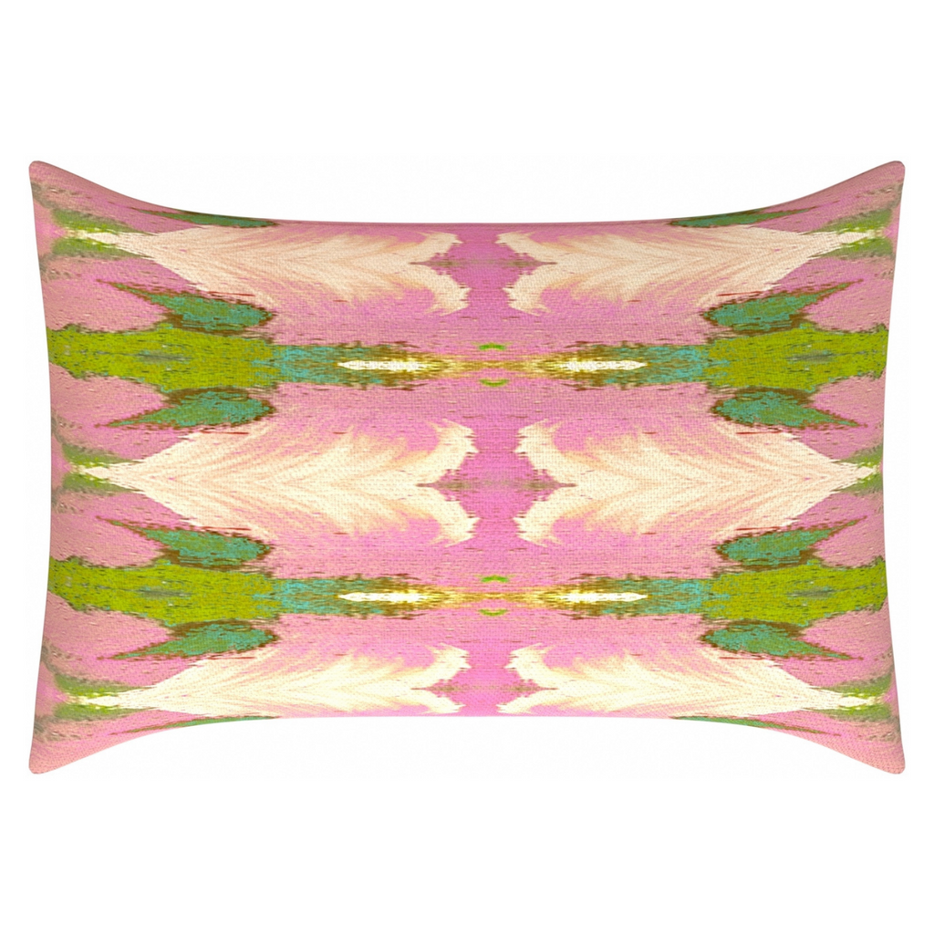 Cabana Pink Linen Throw Pillow lumbar