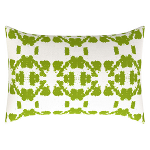 Mosaic Green Linen Throw Pillow lumbar
