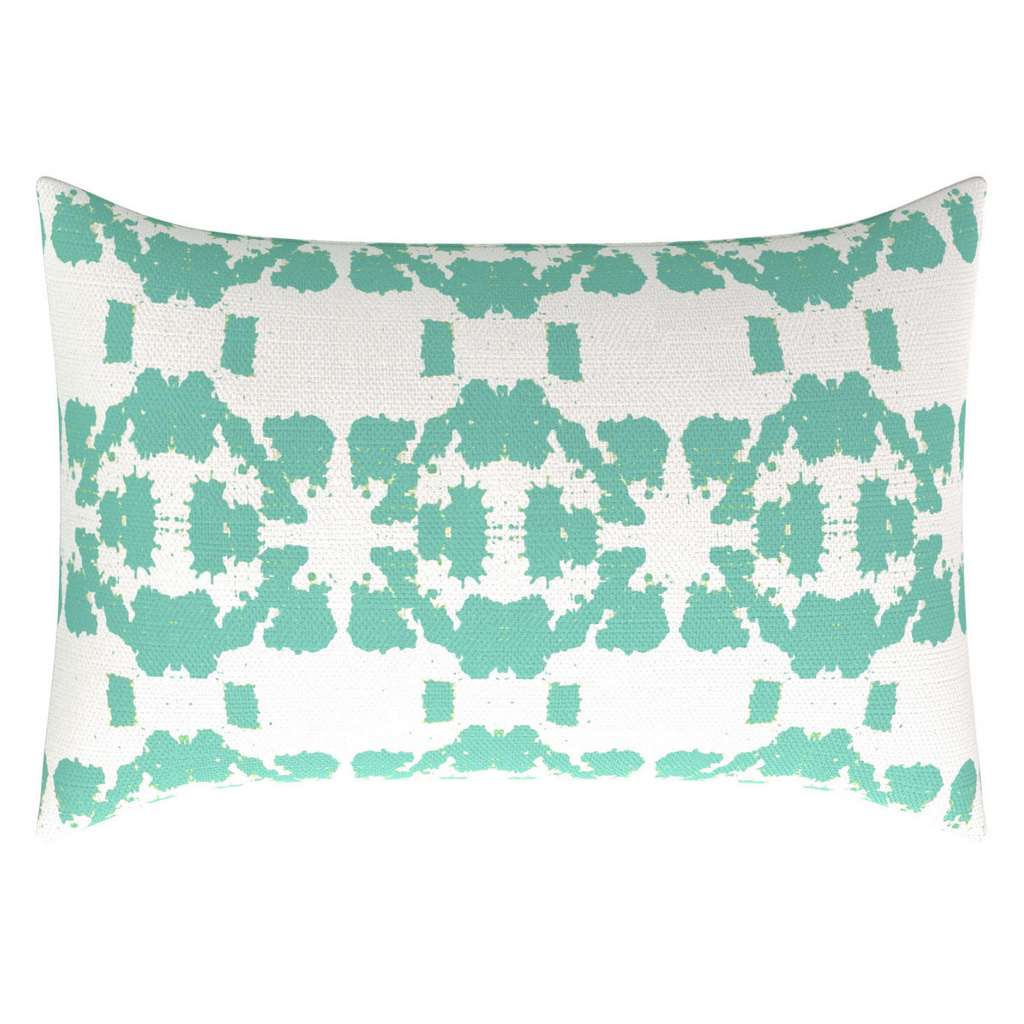 Mosaic Turquoise Linen Throw Pillow lumbar