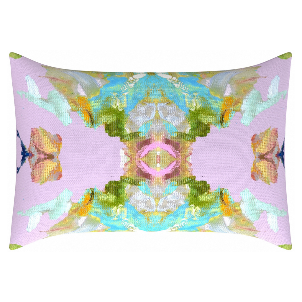 Stained Glass Lavender Linen Throw Pillow lumbar