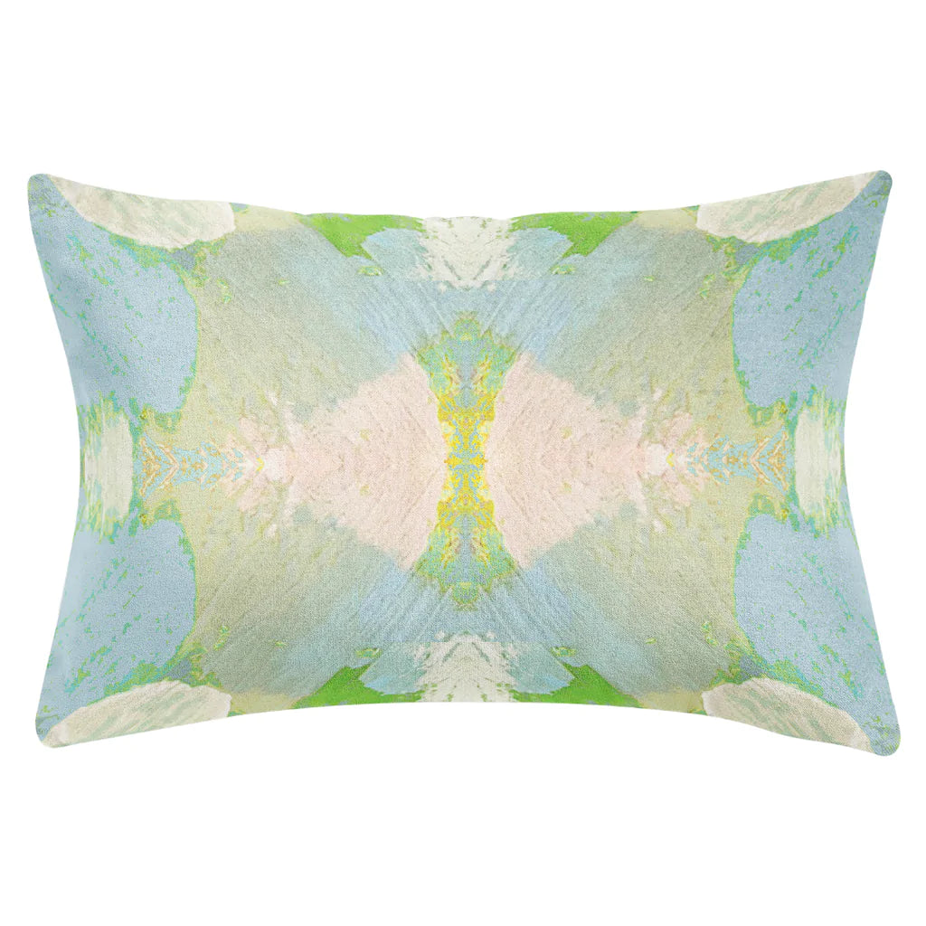 Elephant Falls Throw Pillow in soft blues and greens 22" square size